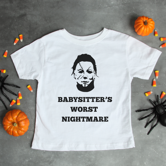 BABYSITTER’S WORST NIGHTMARE BABY TEE IN WHITE - BAT BABIES