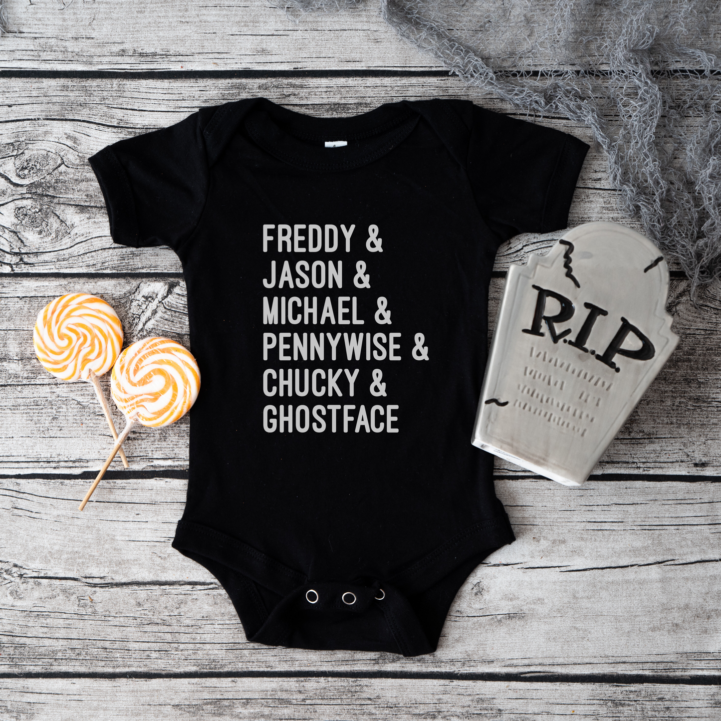 HORROR BABY BODYSUIT IN BLACK - BAT BABIES