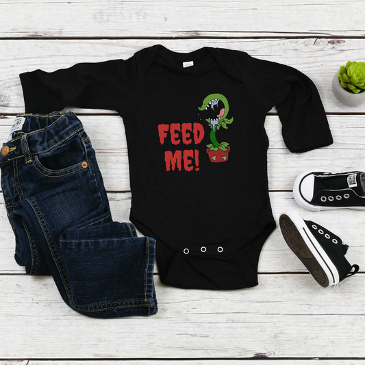 VENUS FLY TRAP BABY BODYSUIT LONG SLEEVE IN BLACK - BAT BABIES