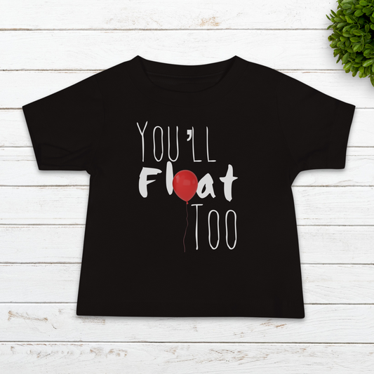 YOU’LL FLOAT TOO BABY TEE SHIRT IN BLACK - BAT BABIES