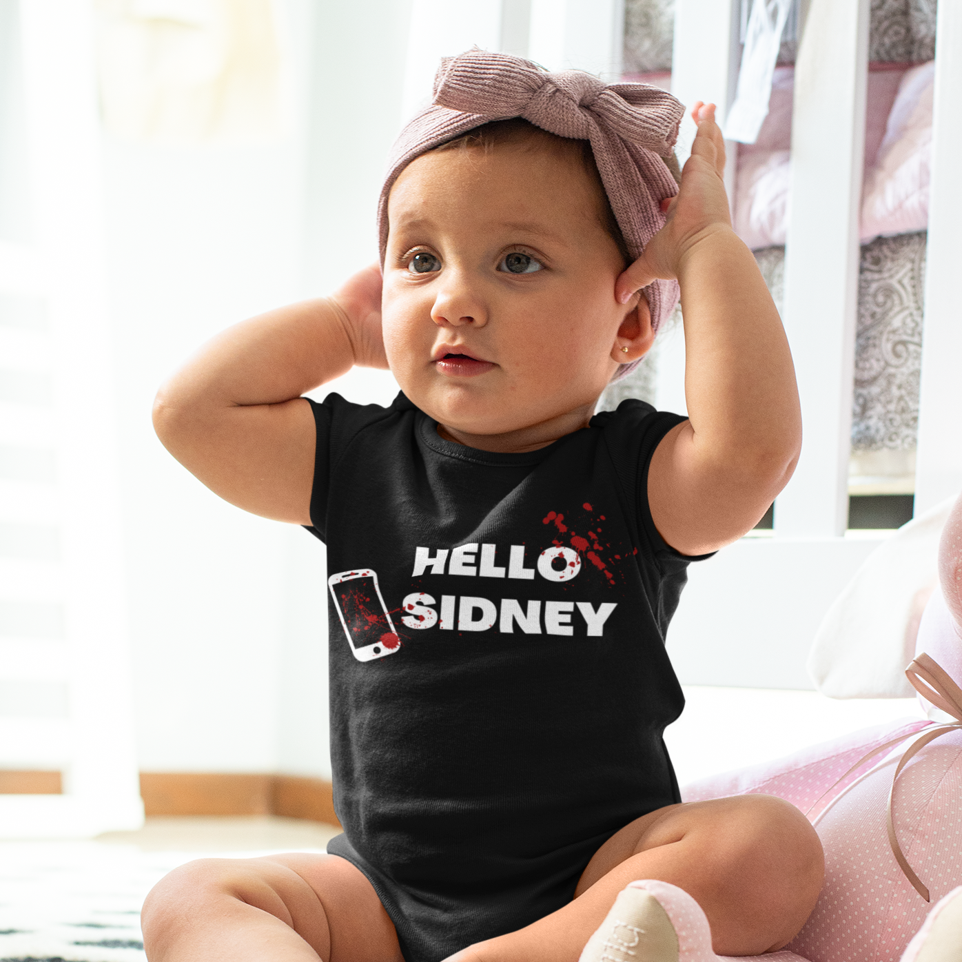 HELLO SIDNEY BABY BODYSUIT IN BLACK - BAT BABIES