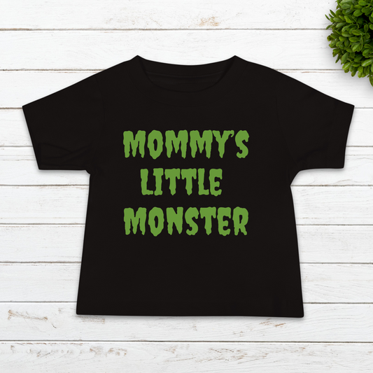 MOMMY’S LITTLE MONSTER BABY TEE IN BLACK - BAT BABIES