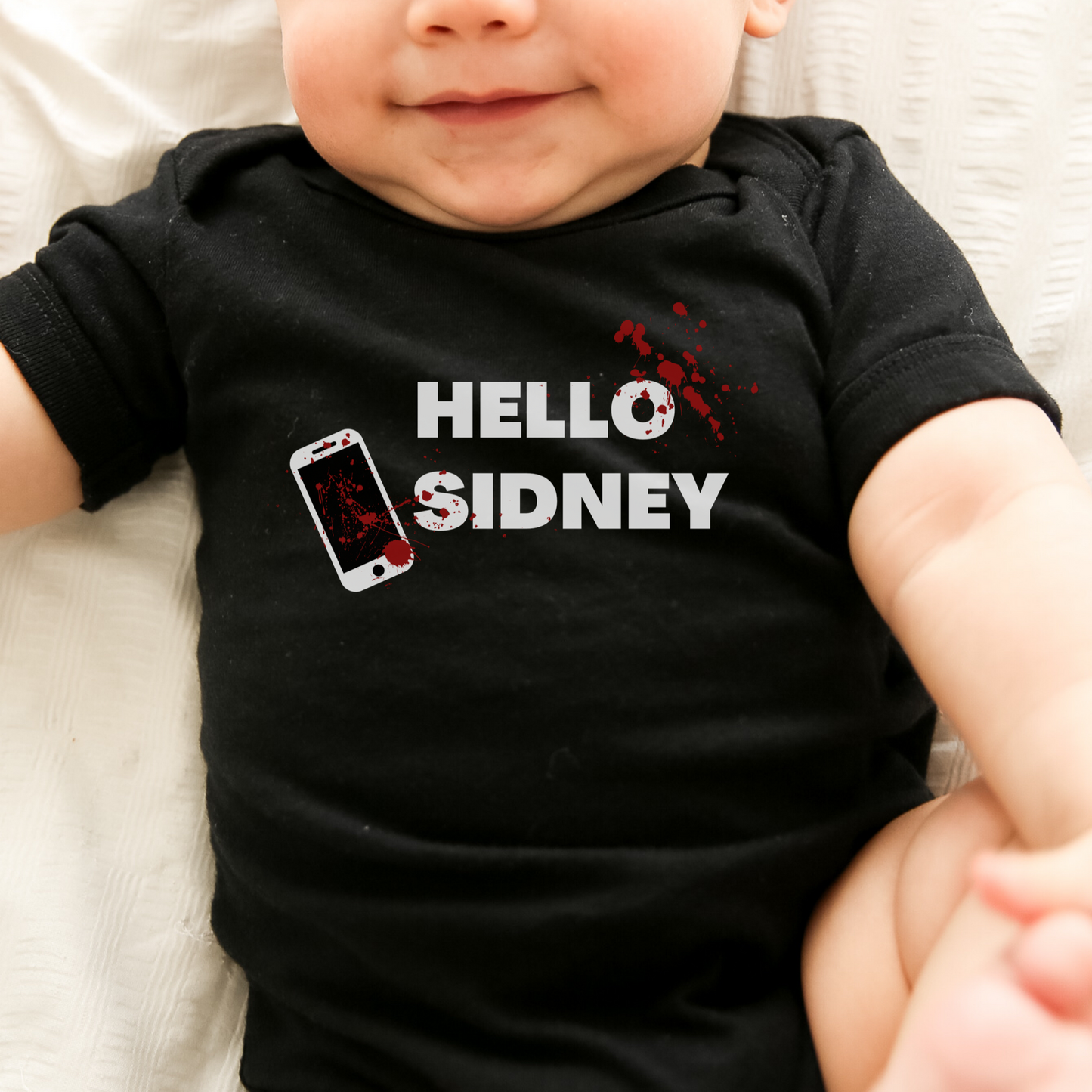 HELLO SIDNEY BABY BODYSUIT IN BLACK - BAT BABIES