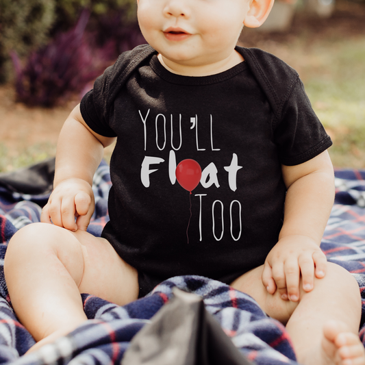 YOU’LL FOAT TOO BABY BODYSUIT IN BLACK - BAT BABIES