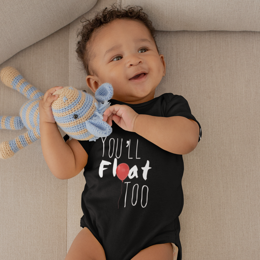 YOU'LL FLOAT TOO BABY BODYSUIT IN BLACK - BAT BABIES