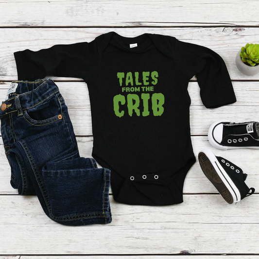 TALES FROM THE CRIB BABY BODYSUIT LONG SLEEVE IN BLACK - BAT BABIES