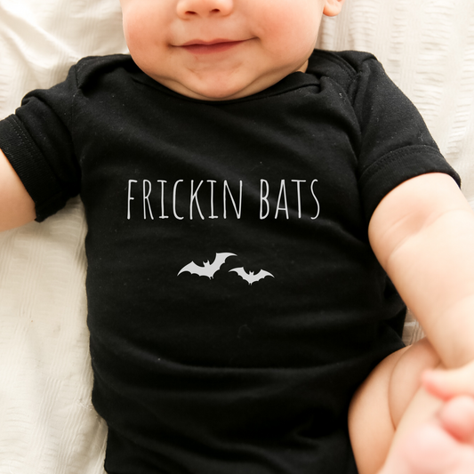 FRICKIN BATS BABY BODYSUIT IN BLACK - BAT BABIES